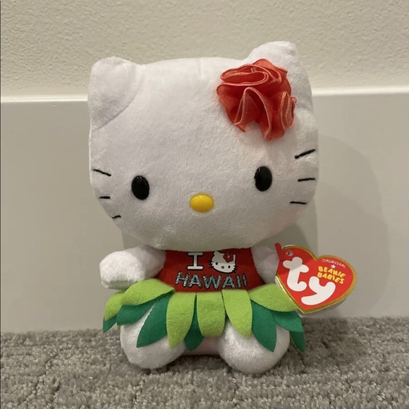 Sanrio Accessories - NWT Sanrio X ty Beanie Boos Hawaiian Hello Kitty In Hula Skirt 6” Plush RARE